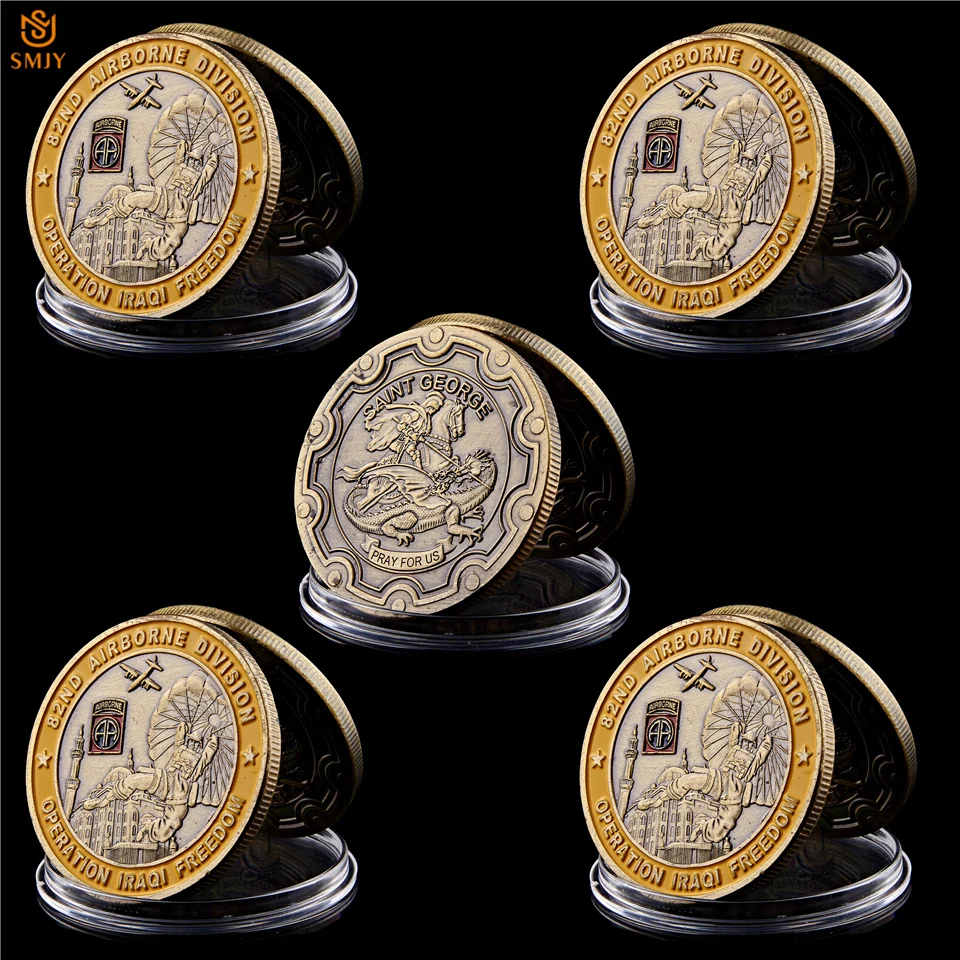 5Pcs USA 82nd Airborne Division Operation Iraqi Freedom Angel Saint George Bronze Token Challenge Coin Collection
5Pcs USA 82nd Airborne Division Operation Iraqi Freedom Angel Saint George Bronze Token Challenge Coin Collection