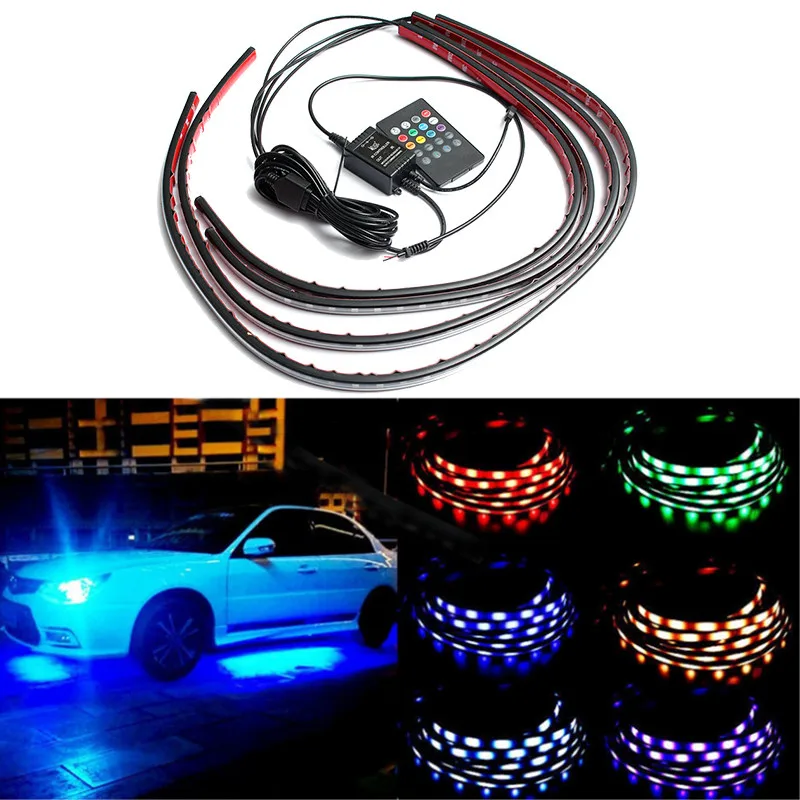 Светодиодная лента RGB, 4 шт., с дистанционным управлением, 5050 SMD, декоративные лампы для подсветки автомобиля, система подсветки днища, компле...
Светодиодная лента RGB, 4 шт., с дистанционным управлением, 5050 SMD, декоративные лампы для подсветки автомобиля, система подсветки днища, компле...