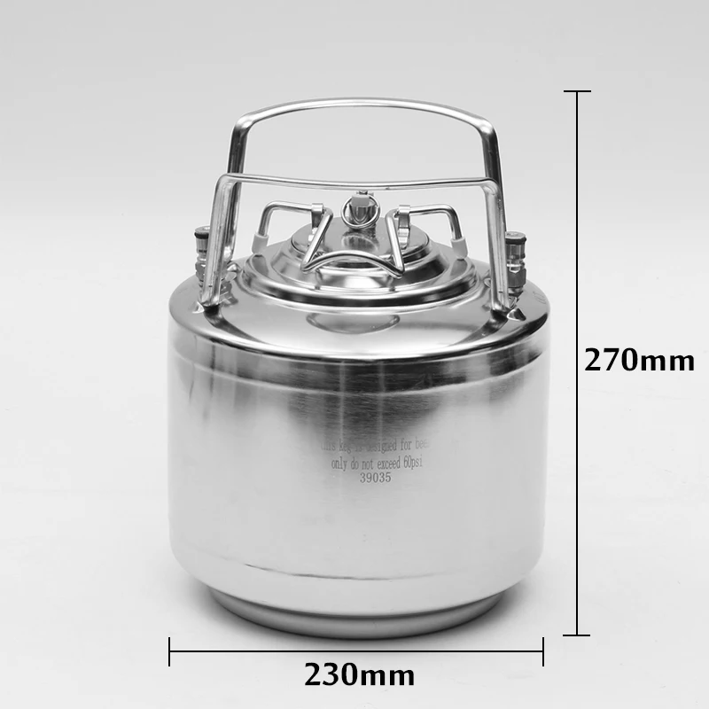 6L Stainless Steel Ball Lock Beer Keg Pressurized Growler for Craft Beer Dispenser System Home Beer Brewing With Metal Handles
6L Stainless Steel Ball Lock Beer Keg Pressurized Growler for Craft Beer Dispenser System Home Beer Brewing With Metal Handles