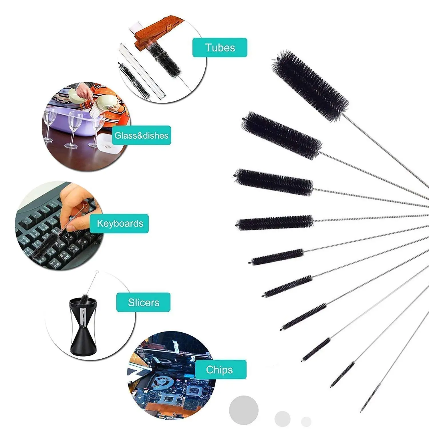 Nylon Cleaning Brush Set of 10 for Bottle, Tube, Jar and Most Narrow Containers (3 Straw Cleaning Brushes Bonus)
Nylon Cleaning Brush Set of 10 for Bottle, Tube, Jar and Most Narrow Containers (3 Straw Cleaning Brushes Bonus)