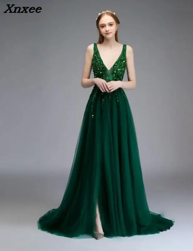 Fashion sexy deep v neck side split dresses backless sleeveless tulle evening party long dress vestito plus size Xnxee
Fashion sexy deep v neck side split dresses backless sleeveless tulle evening party long dress vestito plus size Xnxee