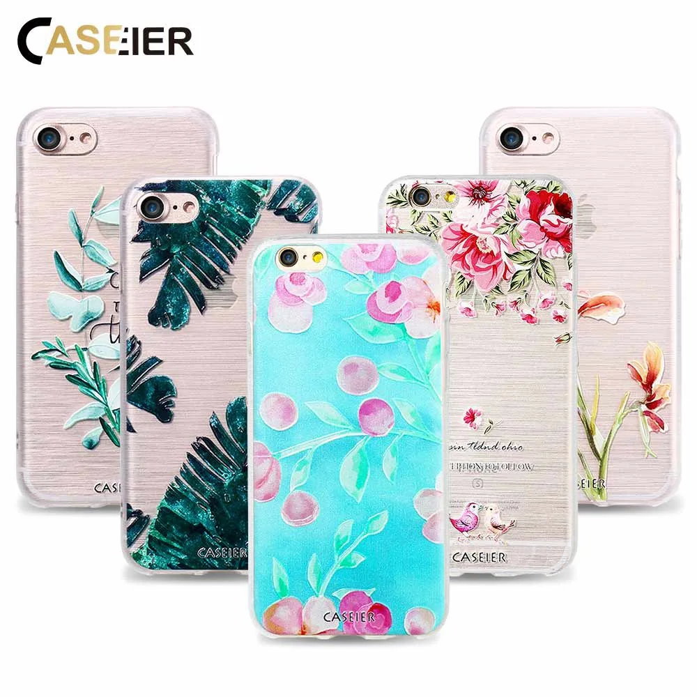 CASEIER цветочный чехол для телефона iPhone 7 8 Plus девчачий мягкий TPU 3D рельефный