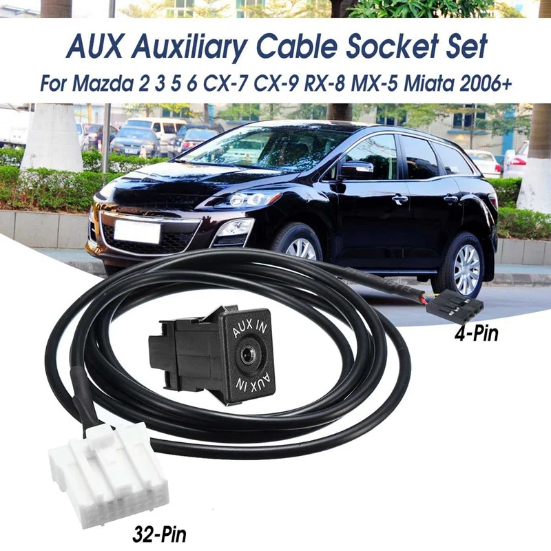 Automotive 32-Pin Aux Audio Cable Socket Bluetooth Module Interface Adapter For Mazda 2 3 5 6 Mx5 Rx8 Cx-7 Cx-9 | Автомобили и