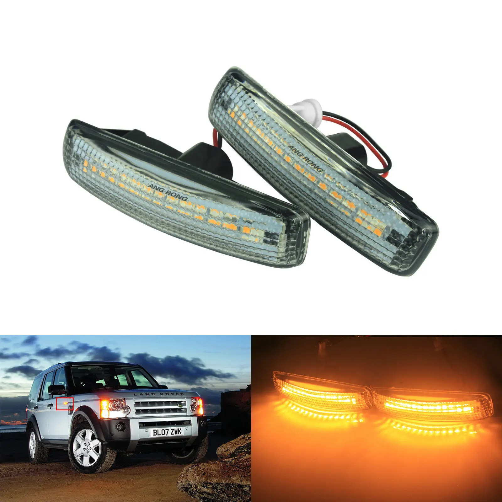 

ANGRONG 2x Canbus Amber LED Side Marker Repeater Indicator Lights For Land Rover Discovery 3 & 4 Freelander 2 Range Rover Sport