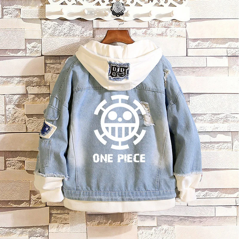 Anime One Piece denim bomber jacket ONE PIECE D Luffy Hooded Jeans Sweatshirt Unisex Ripped hole cosplay hoodie A9012
Anime One Piece denim bomber jacket ONE PIECE D Luffy Hooded Jeans Sweatshirt Unisex Ripped hole cosplay hoodie A9012