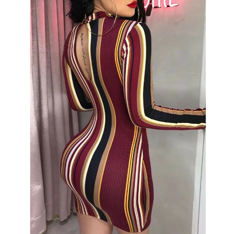 Women Long Sleeve Colorful Stripes Long Bodycon Midi Dress Ladies Sexy V Neck Halter Summer Clubwear
Women Long Sleeve Colorful Stripes Long Bodycon Midi Dress Ladies Sexy V Neck Halter Summer Clubwear