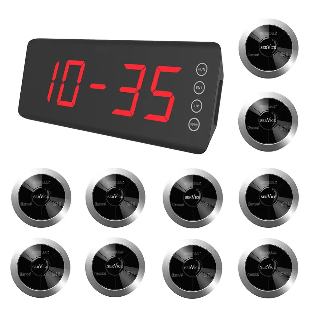 Беспроводная система SINGCALL, 1 экран и 10 водонепроницаемых многокнопочных звонков серебристого цвета для кафе, ресторана
Беспроводная система SINGCALL, 1 экран и 10 водонепроницаемых многокнопочных звонков серебристого цвета для кафе, ресторана