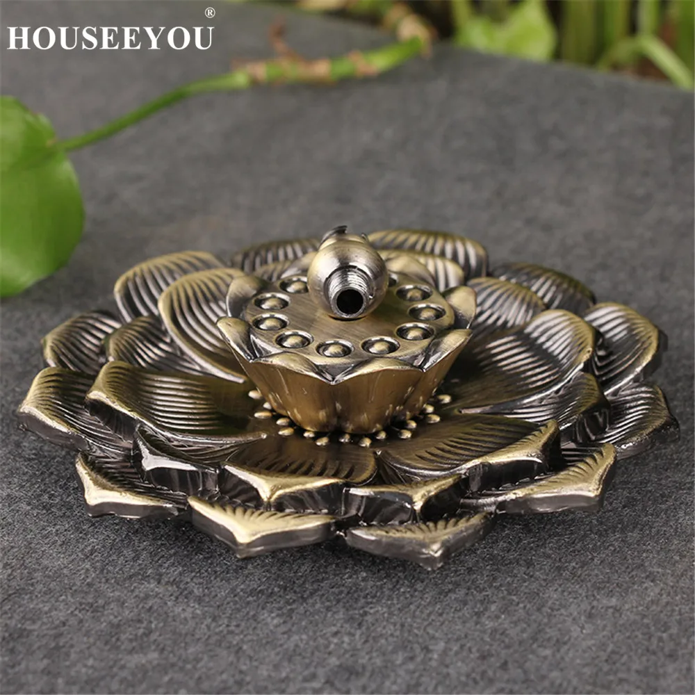 Creative Double Layer Lotus Stick Incense Burner Home Decor Aroma Censer Smell Removing Furnace Tea Room Decorations Crafts | Дом и сад