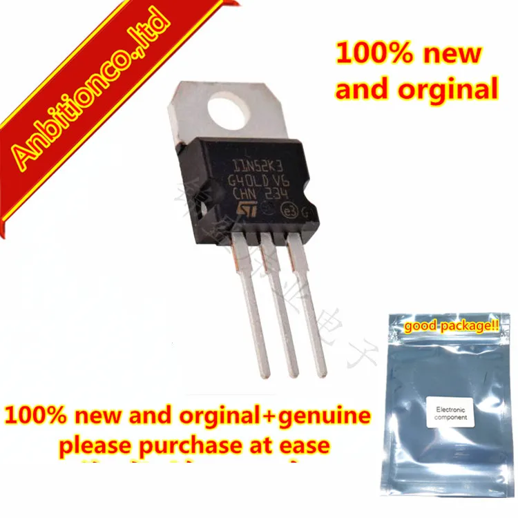 5 шт. 100% новый и оригинальный STP11N52K3 11N52K3 TO220 N-channel 525 V 0 41 ohm 10 A SuperMESH3 Мощный полевой
