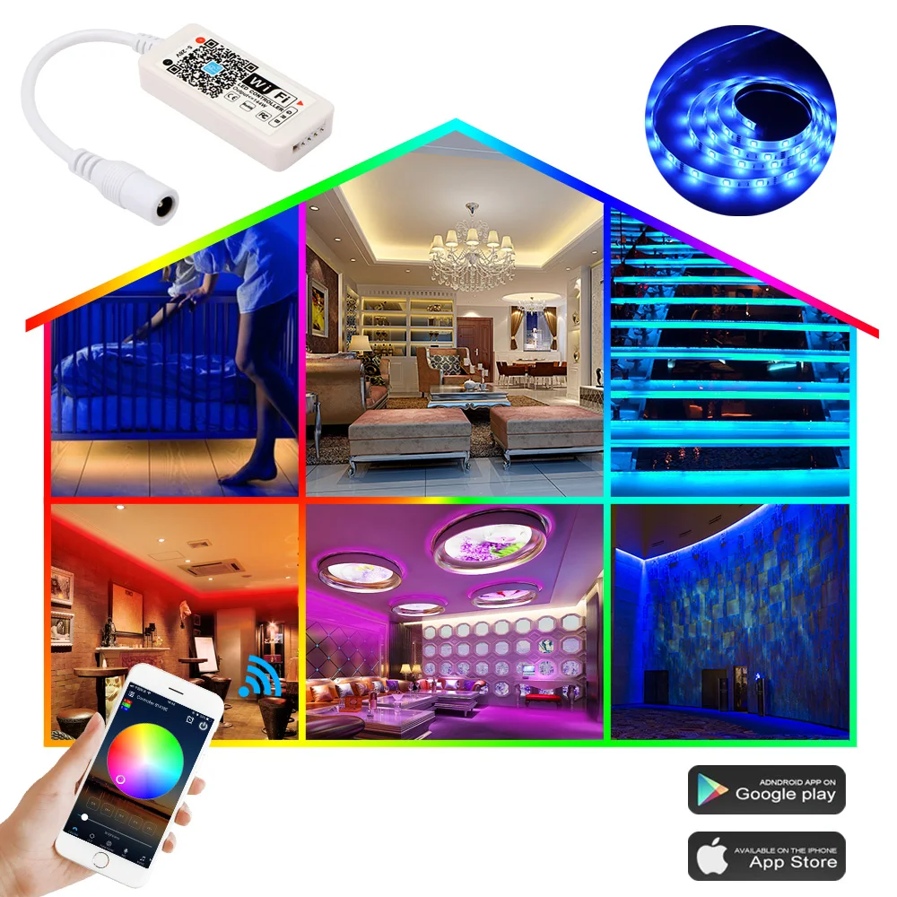 Wi-Fi Smart LED контроллер для цветных (RGB) светодиодных лент индикаторы контроллера Совместимость с Alexa Google Assistant IFTTT
Wi-Fi Smart LED контроллер для цветных (RGB) светодиодных лент индикаторы контроллера Совместимость с Alexa Google Assistant IFTTT