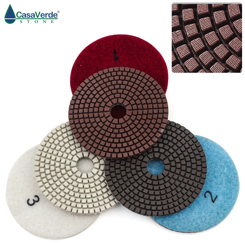 Hot sale DC-C3PP02 4 inch flexible diamond 3 step polishing pads 100mm copper bond dry and wet polishing for stone
Hot sale DC-C3PP02 4 inch flexible diamond 3 step polishing pads 100mm copper bond dry and wet polishing for stone