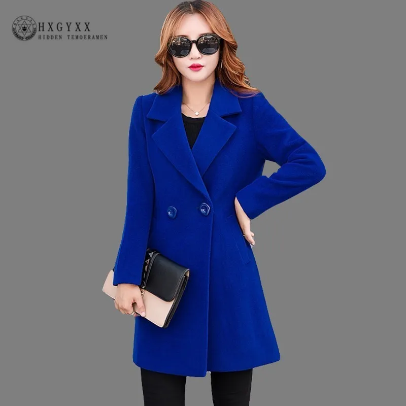 2020 Autumn Winter Jacket Women Cashmere Overcoat Wool Coat Plus Size Slim Warm Long Cotton Blend Clothes Outerwear Okd578 | Женская