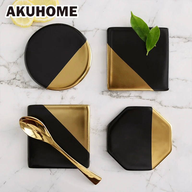 Nordic Style Creative Ceramic Coasters Home Round Insulation Pad Bowl Mat Gold-plated Anti-hot Plate Mats Posing Props | Дом и сад
