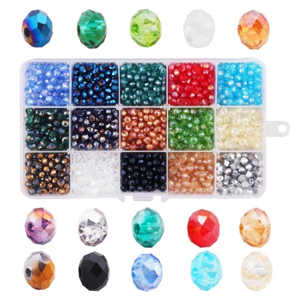 6mm 1500pcs Crystal Glass Loose Beads Briolette Faceted Rondelle Glass Beads DIY Jewelry Making Bracelet with Storage Box
6mm 1500pcs Crystal Glass Loose Beads Briolette Faceted Rondelle Glass Beads DIY Jewelry Making Bracelet with Storage Box
