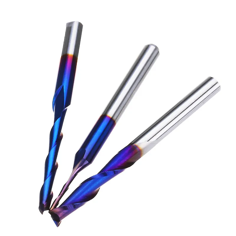 DANIU 10pcs 3.175mm Shank Blue Coated Spiral Flat End Mill Two Flute CNC Milling Cutter Durable | Инструменты