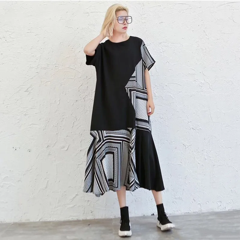 CHICEVER Spring Patchwork Print Hit Color Women Dress O Neck Short Sleeve Loose Oversize Mid-calf Dresses For Women 2020 Fashion
CHICEVER Spring Patchwork Print Hit Color Women Dress O Neck Short Sleeve Loose Oversize Mid-calf Dresses For Women 2020 Fashion
