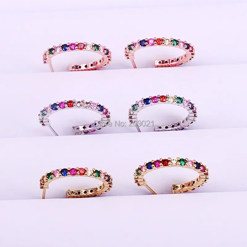 6Pairs Rainbow cubic zirconia micro pave circle studs earring girl women fashion jewely Gold/Rose Gold/Black color
6Pairs Rainbow cubic zirconia micro pave circle studs earring girl women fashion jewely Gold/Rose Gold/Black color
