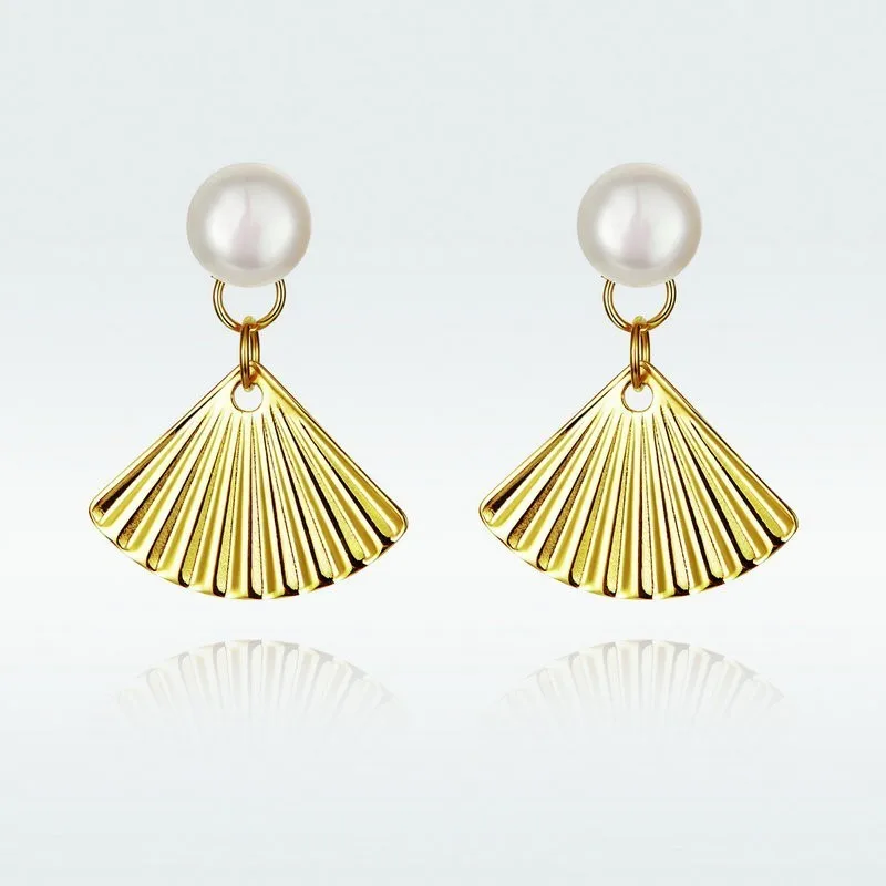 Silver Sterling 925 Gold Color Shell Pearl Earrings For Women Design Fan Korea Style Elegant Ear Accessories Sce596
Silver Sterling 925 Gold Color Shell Pearl Earrings For Women Design Fan Korea Style Elegant Ear Accessories Sce596
