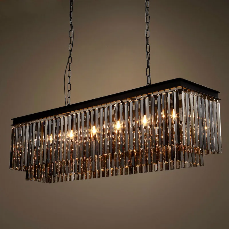 American Vintage Black Metal Gray / Amber / Clear Crystal Led Pendant Light Lustre K9 Tubular Crystal 2 Layers Pendant Light
American Vintage Black Metal Gray / Amber / Clear Crystal Led Pendant Light Lustre K9 Tubular Crystal 2 Layers Pendant Light