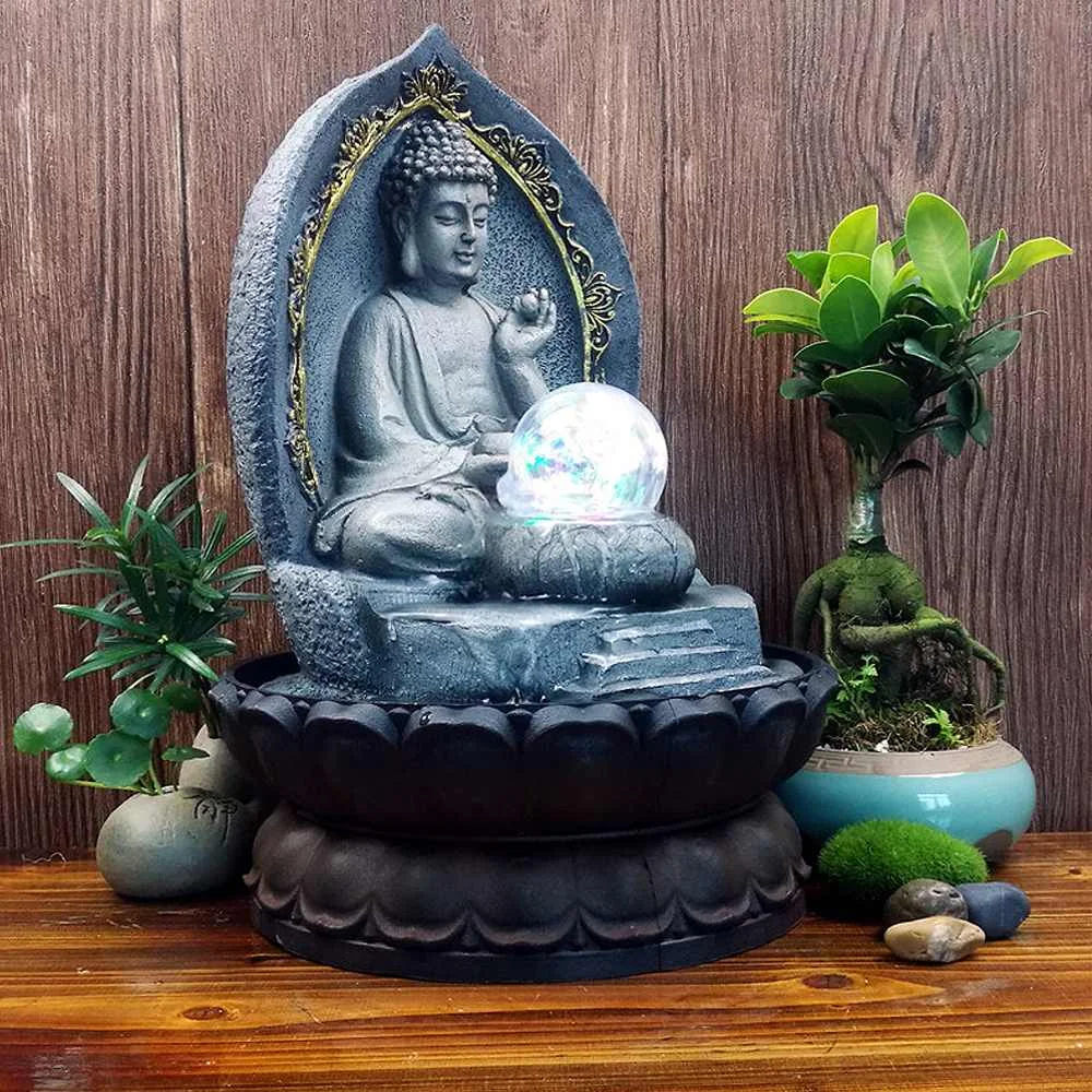 Статуя Будды на удачу китайский фонтан украшение для дома офисное настольное
