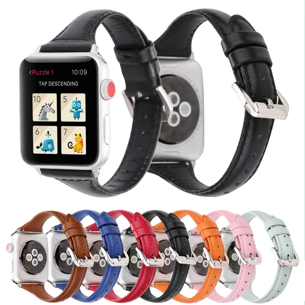 Тонкий ремешок из натуральной кожи для iwatch 5 сменный Apple Watch Series 4/3/2/1 38 мм 40 44 42