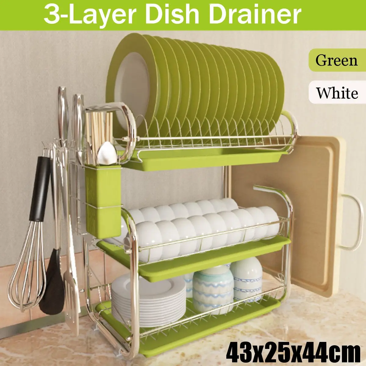 NEW 3 Tiers Dish Drying Rack Storage Shelf Kitchen Washing Holder Basket Plated Iron Knife Sink Dish Drainer Drying Rack
NEW 3 Tiers Dish Drying Rack Storage Shelf Kitchen Washing Holder Basket Plated Iron Knife Sink Dish Drainer Drying Rack