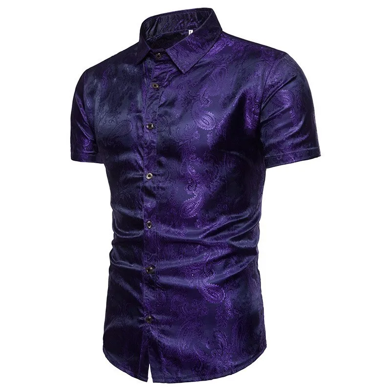 2019 New Men's Short Sleeves Shirts Male Red Blue White Silk Satin Floral Printed Shirt Tops M-3XL
2019 New Men's Short Sleeves Shirts Male Red Blue White Silk Satin Floral Printed Shirt Tops M-3XL