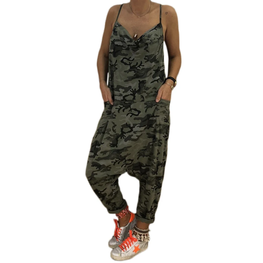 Camouflage Jumpsuit Loose Print Women'S Summer Holiday Long Playsuits Sling Fashion Lady Rompers Trousers Dark Blue Jumpsuits
Camouflage Jumpsuit Loose Print Women'S Summer Holiday Long Playsuits Sling Fashion Lady Rompers Trousers Dark Blue Jumpsuits