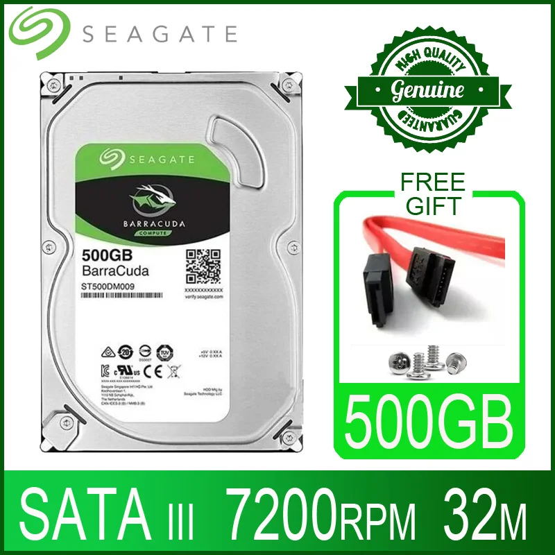 Seagate 500GB Hard Drive Disk Desktop Internal HD HDD 500 GB Harddisk 7200 RPM 32M 3.5" 6Gb/s Cache SATA III for PC Computer
Seagate 500GB Hard Drive Disk Desktop Internal HD HDD 500 GB Harddisk 7200 RPM 32M 3.5" 6Gb/s Cache SATA III for PC Computer