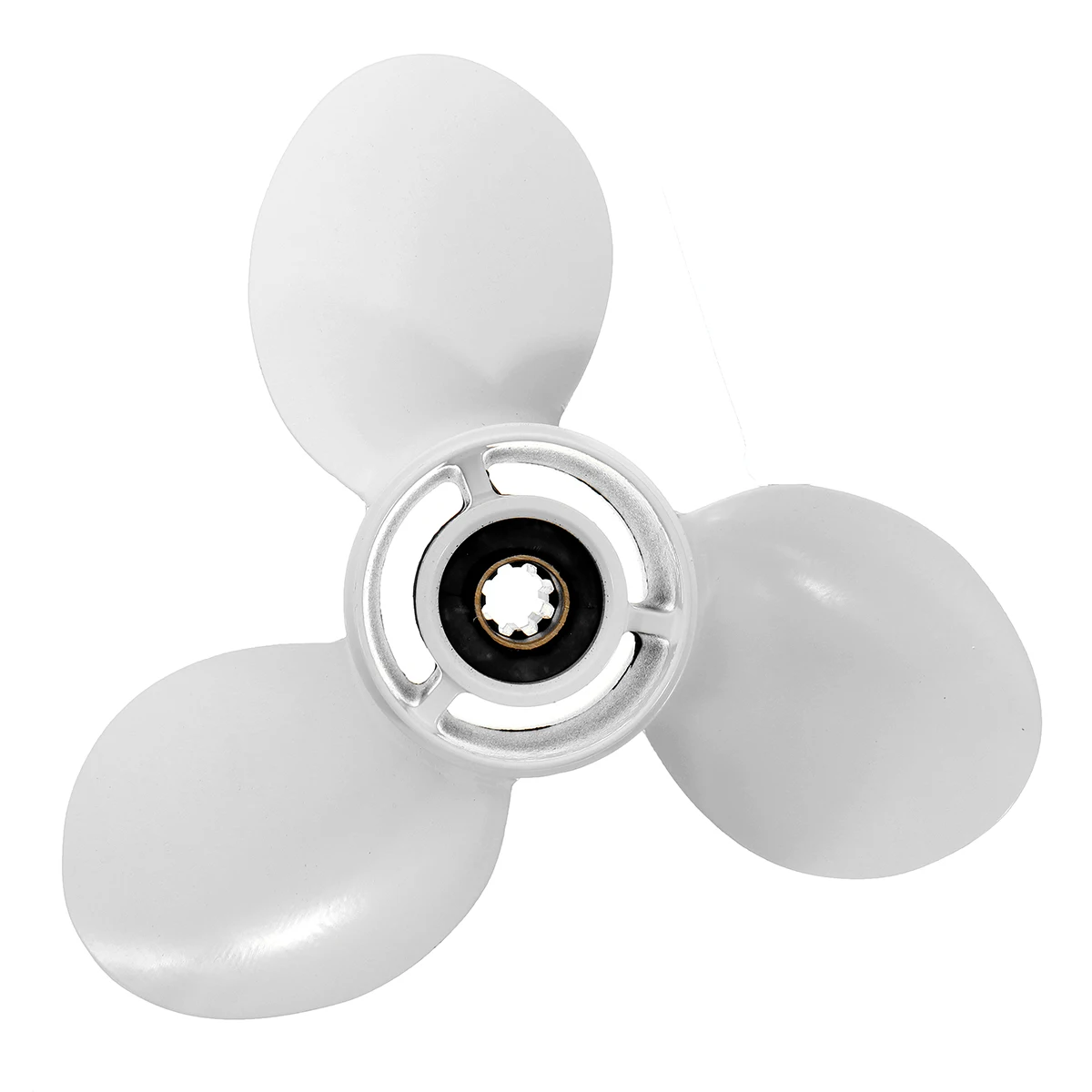 683-45952-00-EL 9 1/4 x 9 3/4 Boat Outboard Propeller For Yamaha 9.9-15HP Aluminum Alloy 3 Blades 8 Spline Tooths White
683-45952-00-EL 9 1/4 x 9 3/4 Boat Outboard Propeller For Yamaha 9.9-15HP Aluminum Alloy 3 Blades 8 Spline Tooths White