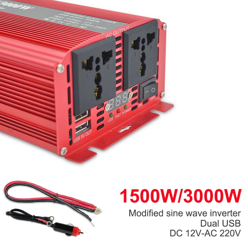 2 USB 10000 Вт портативный автомобильный инвертор зарядное устройство