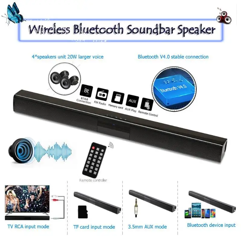 1 шт. Новый беспроводной Bluetooth Саундбар Динамик ТВ сабвуфер звуковая коробка FM