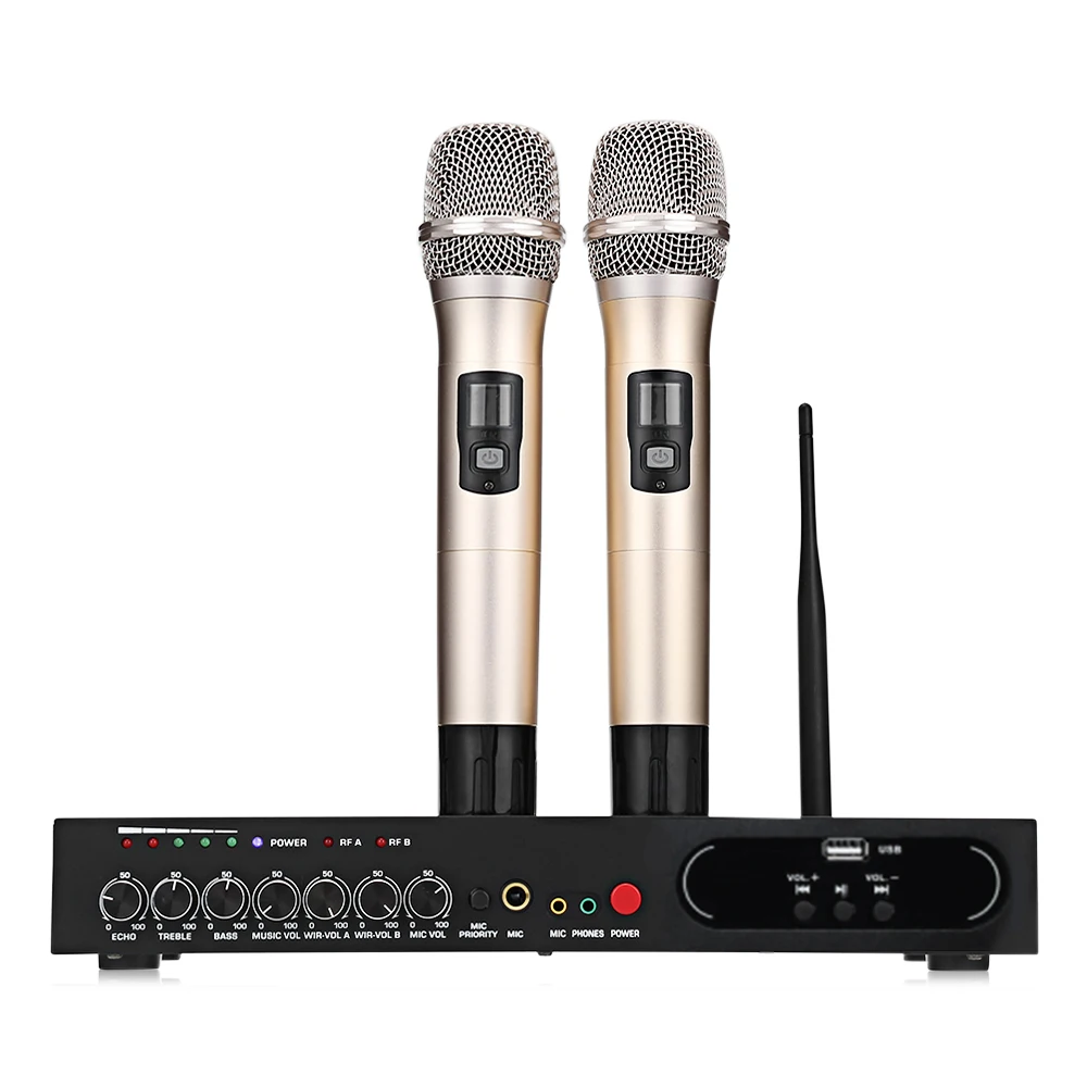 Excelvan MU 6S беспроводной ручной микрофон Двухканальный UHF Система с фиксированными
