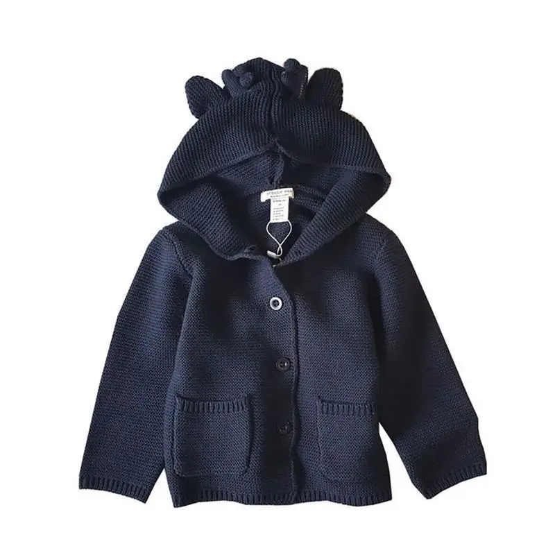 2018 Korean Baby Coat Boys And Girls Animal Ears Sweater Children's Pure Color Kids Cardigan | Мать и ребенок