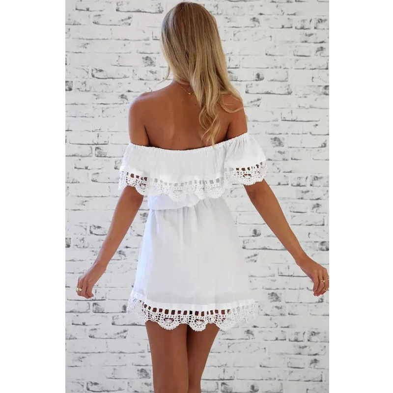 2018 Fashion Women Elegant Vintage sweet lace white Dress Stylish Sexy Slash Neck Casual Slim Beach Summer Sundress vestidos
2018 Fashion Women Elegant Vintage sweet lace white Dress Stylish Sexy Slash Neck Casual Slim Beach Summer Sundress vestidos