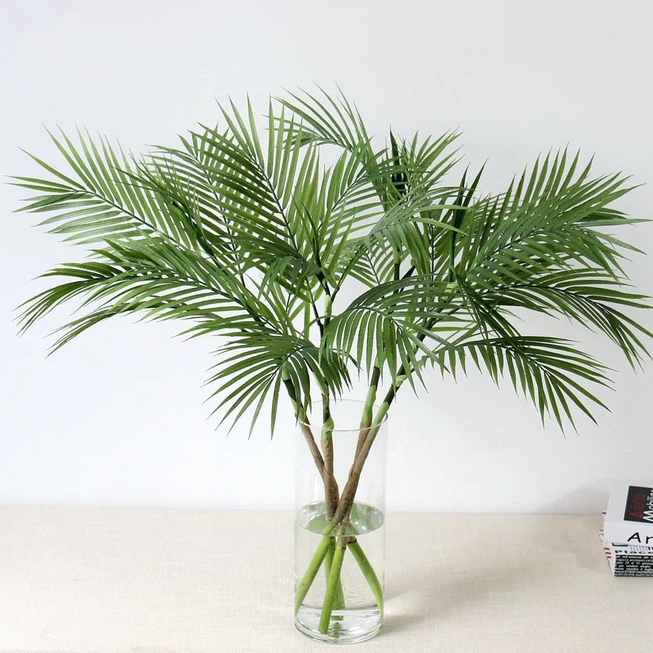 Зеленые искусственные Пальмовые Листья 90 см пластиковые растения украшения для