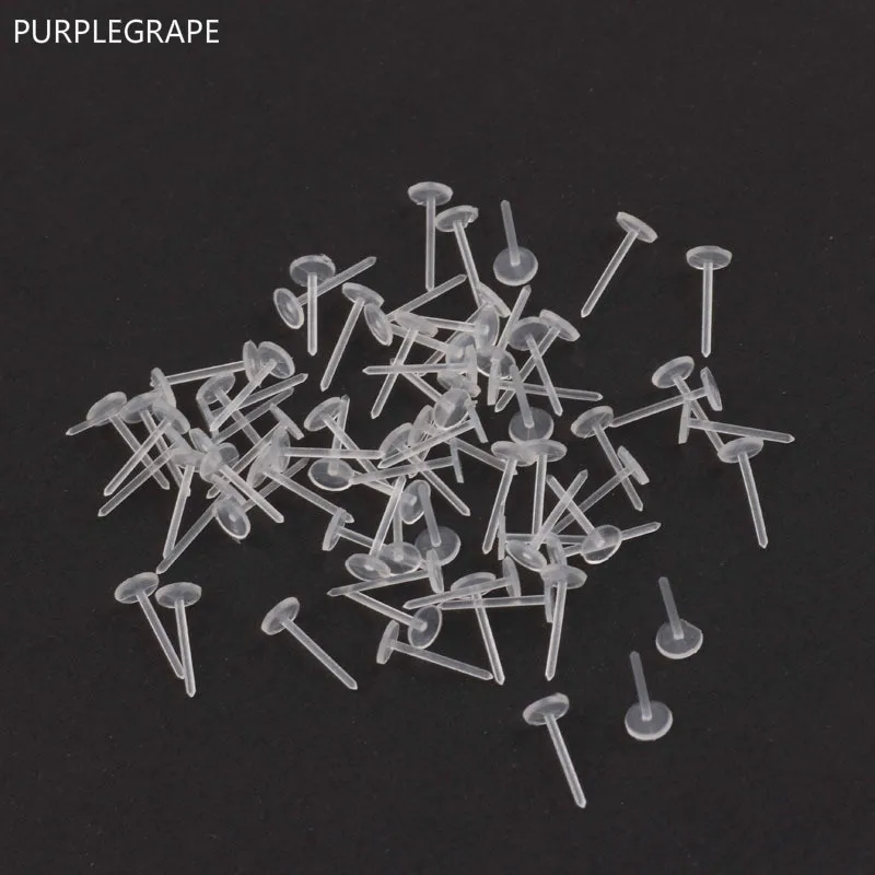 

Purpleвиноградные серьги DIY Аксессуары Пластиковые Шпильки для ушей гипоаллергенные прозрачные простые невидимые 200 штук