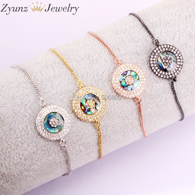 10PCS ZYZ327-1310 Micro Pave Charm Abalone CZ Eye Connector Bracelets, Round Shell Eye Slide Chain Bracelets
10PCS ZYZ327-1310 Micro Pave Charm Abalone CZ Eye Connector Bracelets, Round Shell Eye Slide Chain Bracelets