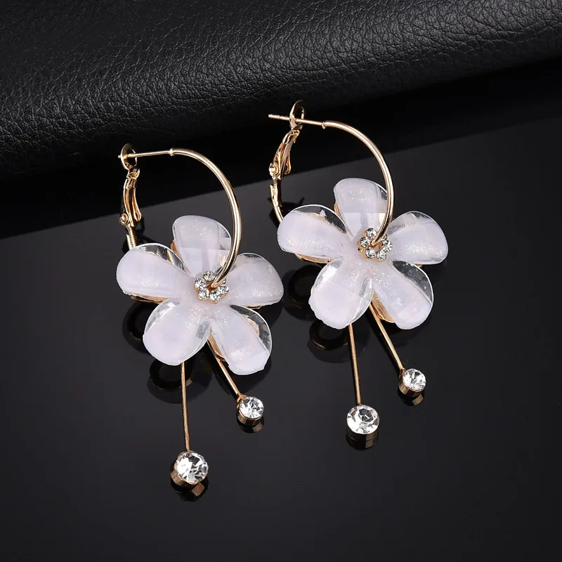Women's Fashion Flowers Long Tassel Crystal Rhinestone Drop Dangle Earrings | Украшения и аксессуары