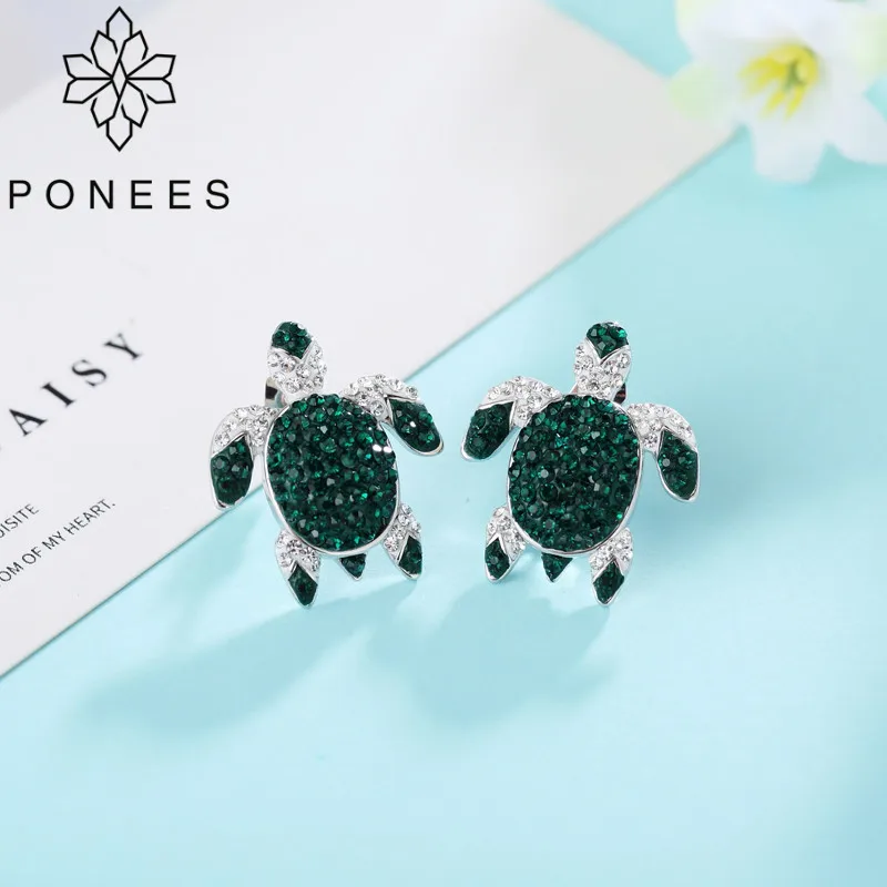 PONEES Fashion Female Rhodium Color Animal Jewelry Small Turtle Stud Earrings For Women Filled Crystal Rhinestone Jewelry
PONEES Fashion Female Rhodium Color Animal Jewelry Small Turtle Stud Earrings For Women Filled Crystal Rhinestone Jewelry