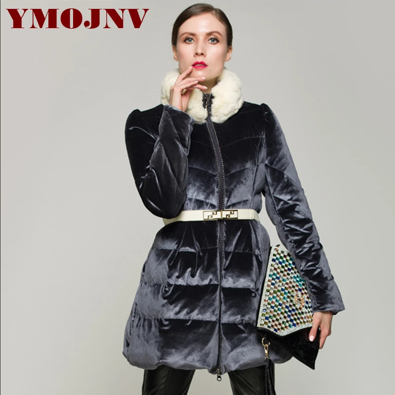 YMOJNV 2019 New Design Velvet Coat With Belt Real Rabbit Fur Collar Women Winter Down Jacket Female Slim Thick Warm Winter Parka
YMOJNV 2019 New Design Velvet Coat With Belt Real Rabbit Fur Collar Women Winter Down Jacket Female Slim Thick Warm Winter Parka