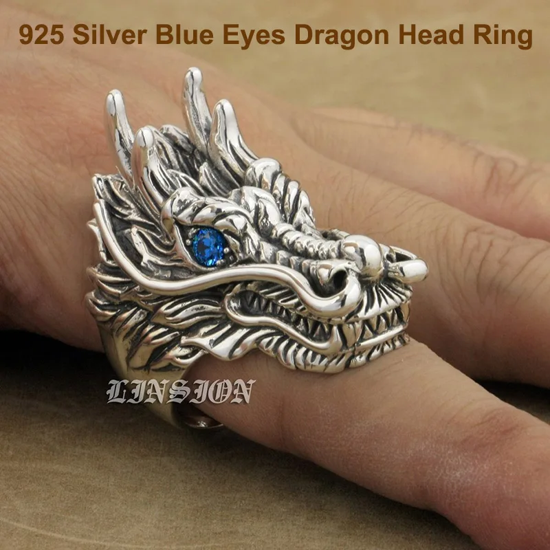 Huge Retro Fashion Chinese Zodiac Ring Solid 925 Sterling Silver Cool Men's Knight Blue Eyes Dragon Head Ring 9D110 US Size 8~15
Huge Retro Fashion Chinese Zodiac Ring Solid 925 Sterling Silver Cool Men's Knight Blue Eyes Dragon Head Ring 9D110 US Size 8~15