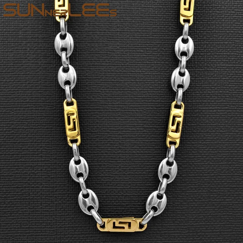 SUNNERLEES Jewelry Stainless Steel Necklace 8mm Geometric Coffee Beans Link Chain Silver Color Gold Plated Men Women SC104 N
SUNNERLEES Jewelry Stainless Steel Necklace 8mm Geometric Coffee Beans Link Chain Silver Color Gold Plated Men Women SC104 N
