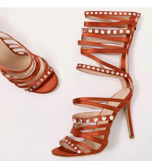 Real Photo Orange Heels Strappy Women Sandals Cut-out Hollow Crystal Studded Decor Gladiator Sandals Women 2019 Wedding Shoes
Real Photo Orange Heels Strappy Women Sandals Cut-out Hollow Crystal Studded Decor Gladiator Sandals Women 2019 Wedding Shoes