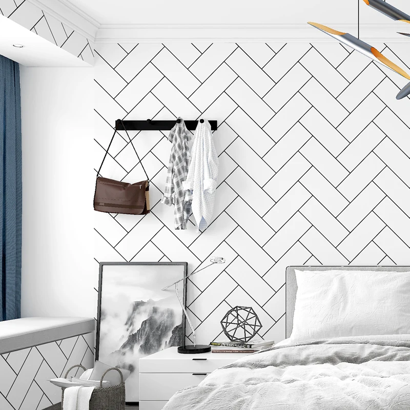 Nordic Tv Background Black And White Lattice Wallpaper Geometry Bedroom Living Room Modern Fashion White Brick Tile Wall Paper
Nordic Tv Background Black And White Lattice Wallpaper Geometry Bedroom Living Room Modern Fashion White Brick Tile Wall Paper