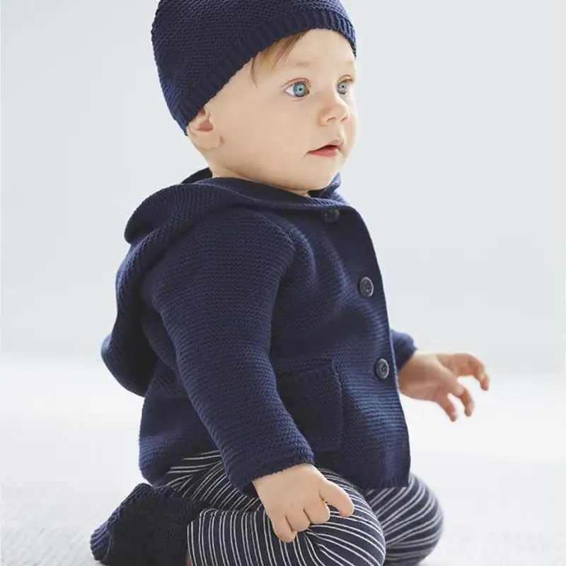 2018 Korean Baby Coat Boys And Girls Animal Ears Sweater Children's Pure Color Kids Cardigan | Мать и ребенок