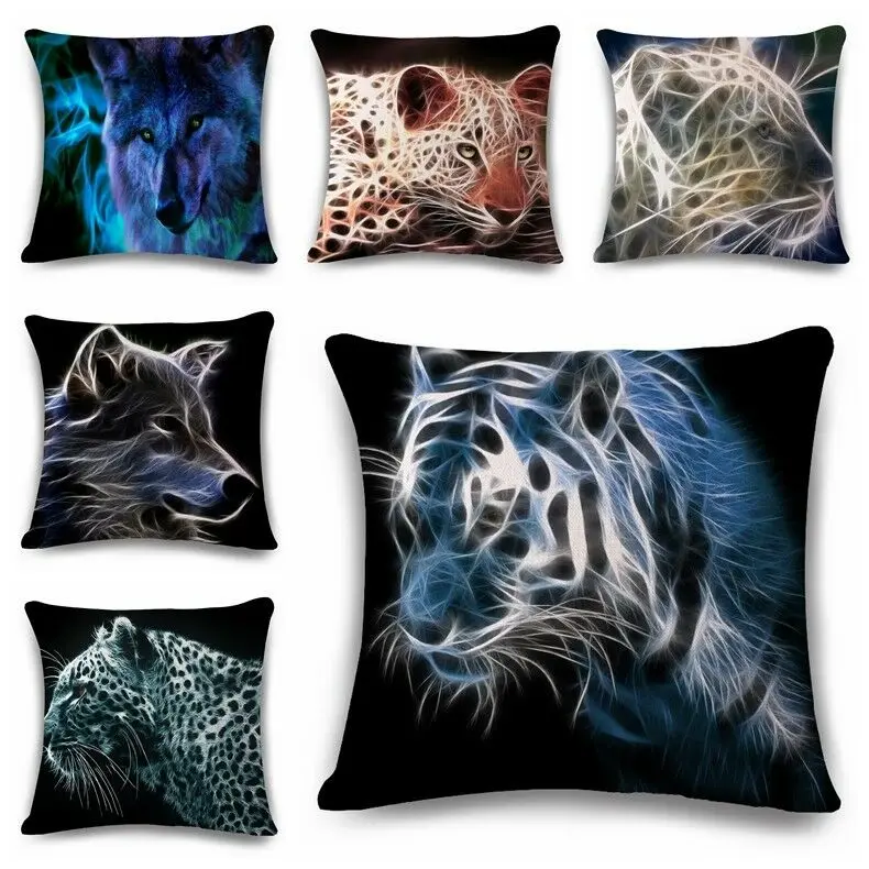 

Wolf Leopard Linen Cotton Throw Pillow Case Cushion CaseHome Soft Room Gifts Single Sides Printing