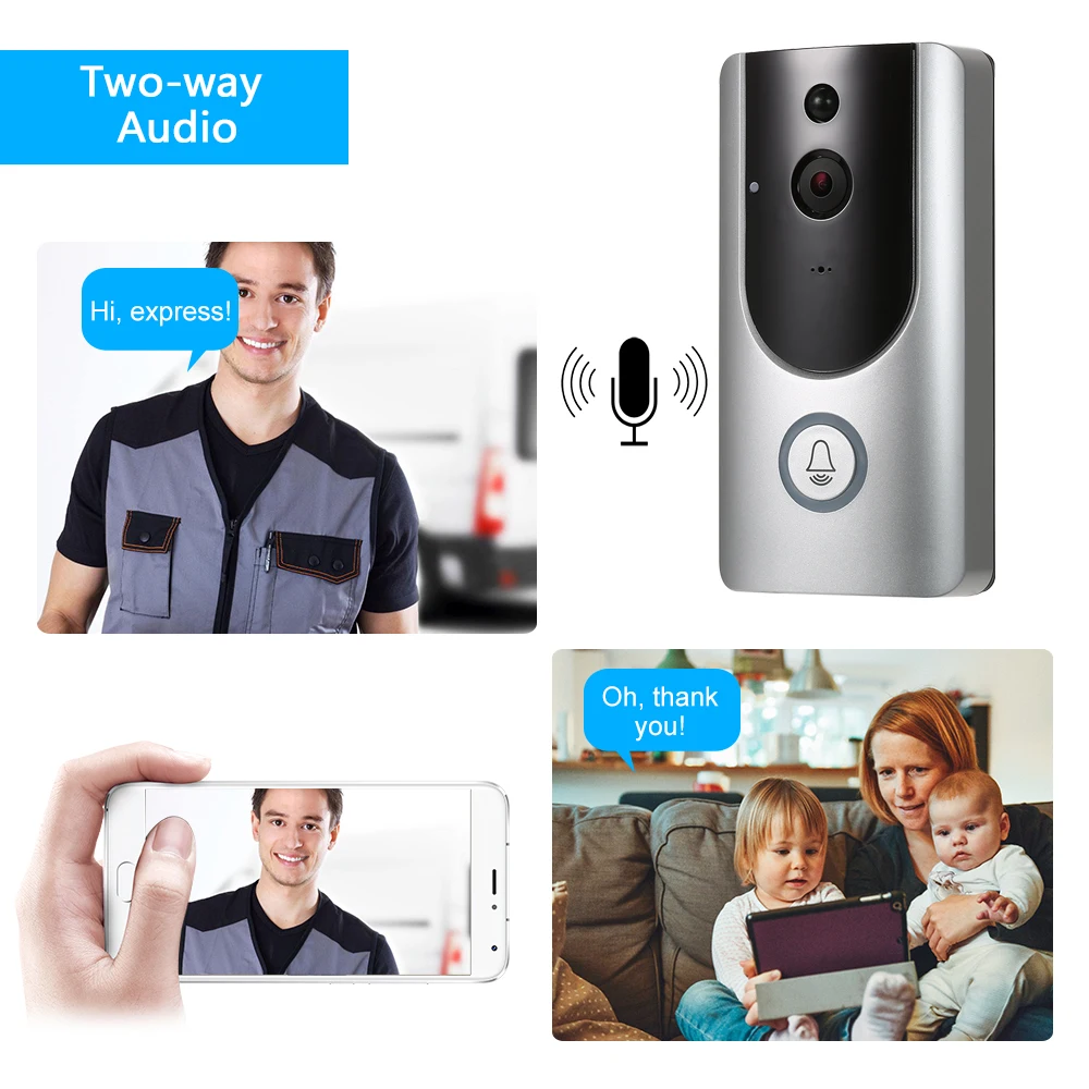 HD 720P WiFi Smart Wireless Security Doorbell Smart Visual Intercom Recording Video Door Phone Night Vision for Home/Factory
HD 720P WiFi Smart Wireless Security Doorbell Smart Visual Intercom Recording Video Door Phone Night Vision for Home/Factory