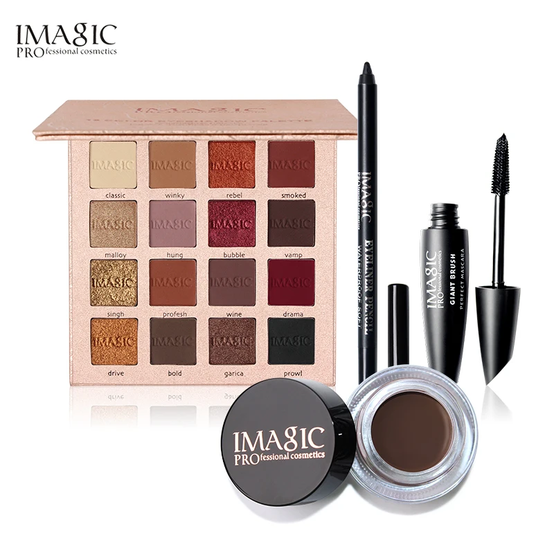 IMAGIC Eyes Daily Makeup 4PCS 16 Colors Eyeshadow Palette Black Eyeliner Pen Mascara and Eyebrow Cream
IMAGIC Eyes Daily Makeup 4PCS 16 Colors Eyeshadow Palette Black Eyeliner Pen Mascara and Eyebrow Cream