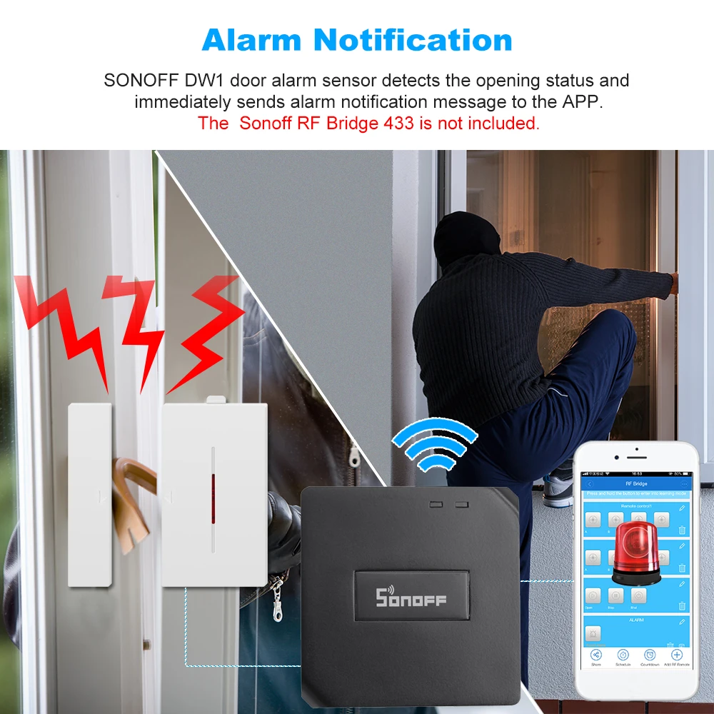 20Pcs/Lot SONOFF DW1 Sensor 433Mhz Door Window Alarm Sensor Wireless Automation Anti-Theft Alarm For Smart Security Alarm System
20Pcs/Lot SONOFF DW1 Sensor 433Mhz Door Window Alarm Sensor Wireless Automation Anti-Theft Alarm For Smart Security Alarm System